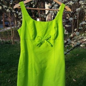 Bright Green Dress with pink flowers detailing